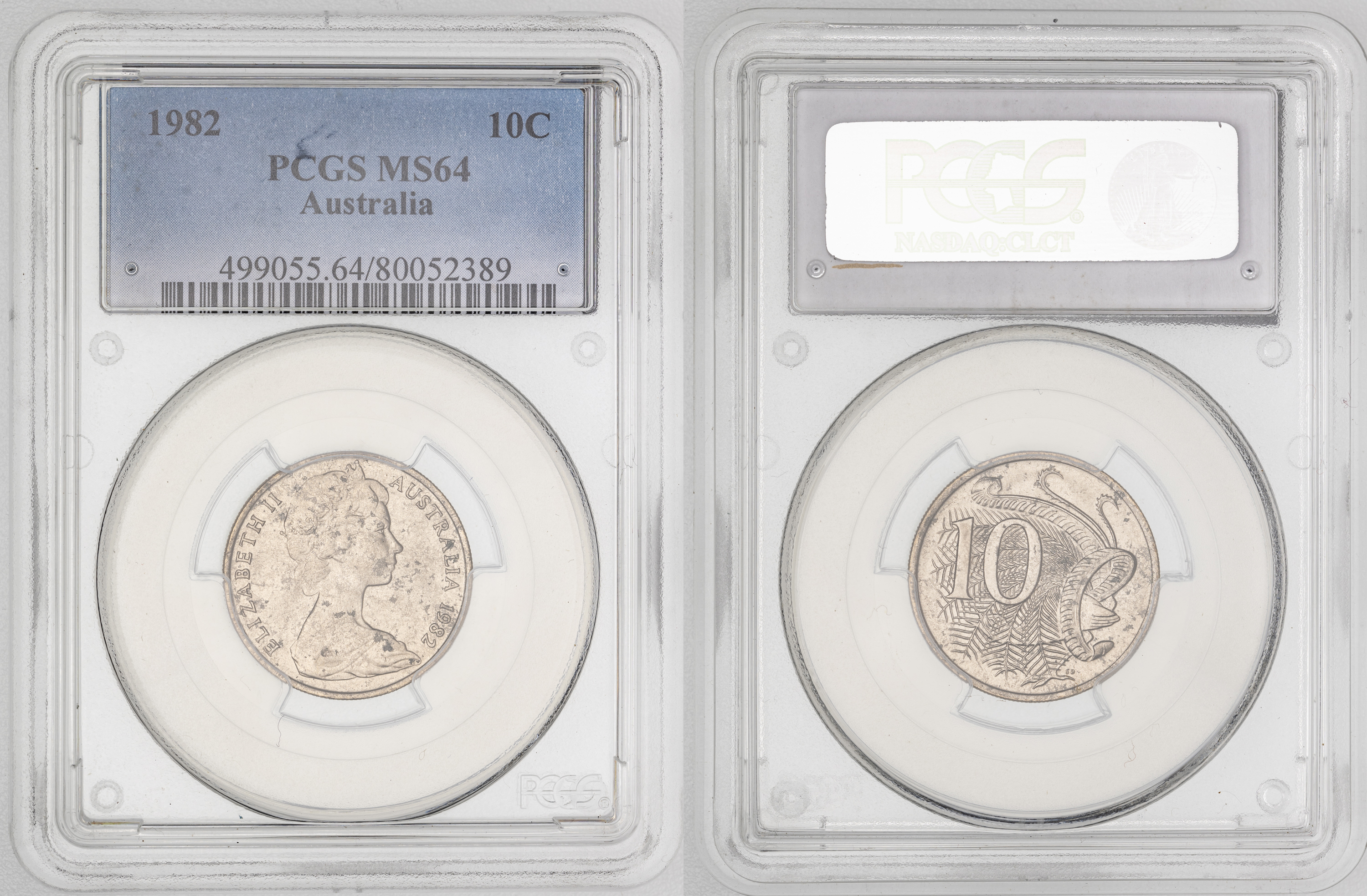 Elizabeth II, , Ten Cent, 1982, PCGS MS64