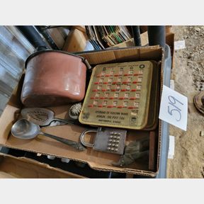 Bingo cards, porcelain container, and other misc.