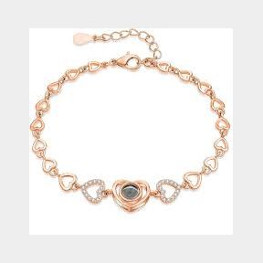 SilverCity 925 Sterling Silver Plated Eternity Heart Zircon Bracelet - Rose Gold - Bar 9900895398866 - 51748/19951 SN B2 (S7)