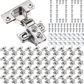 100 PACK SOFT CLOSING CABINET HINGES FOR KITCHEN CABINETS 1/2 INCH PARTIAL OVERLAY KITCHEN CABINET HINGES 105 DEGREE CONCEALED CAB