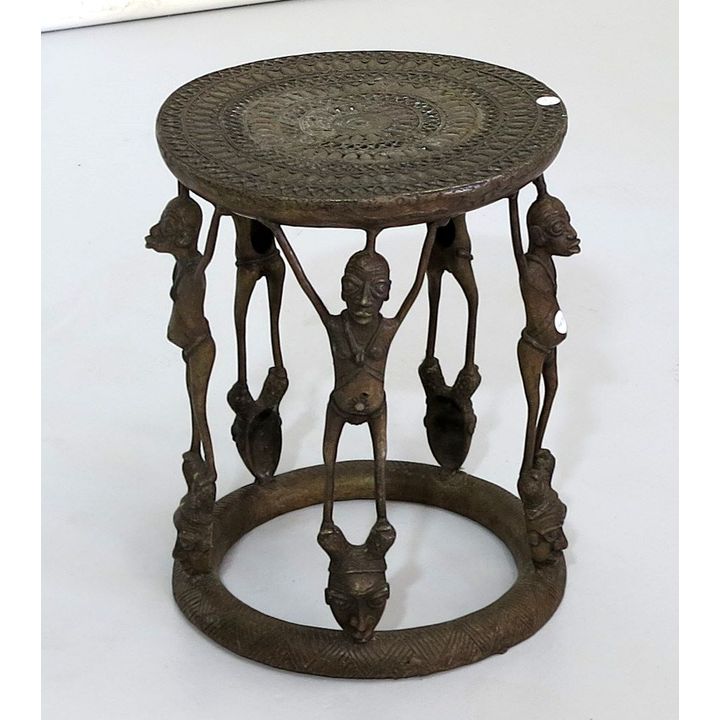 CAMEROONIAN TRIBAL BRONZE TIKAR STOOL/SIDE TABLE