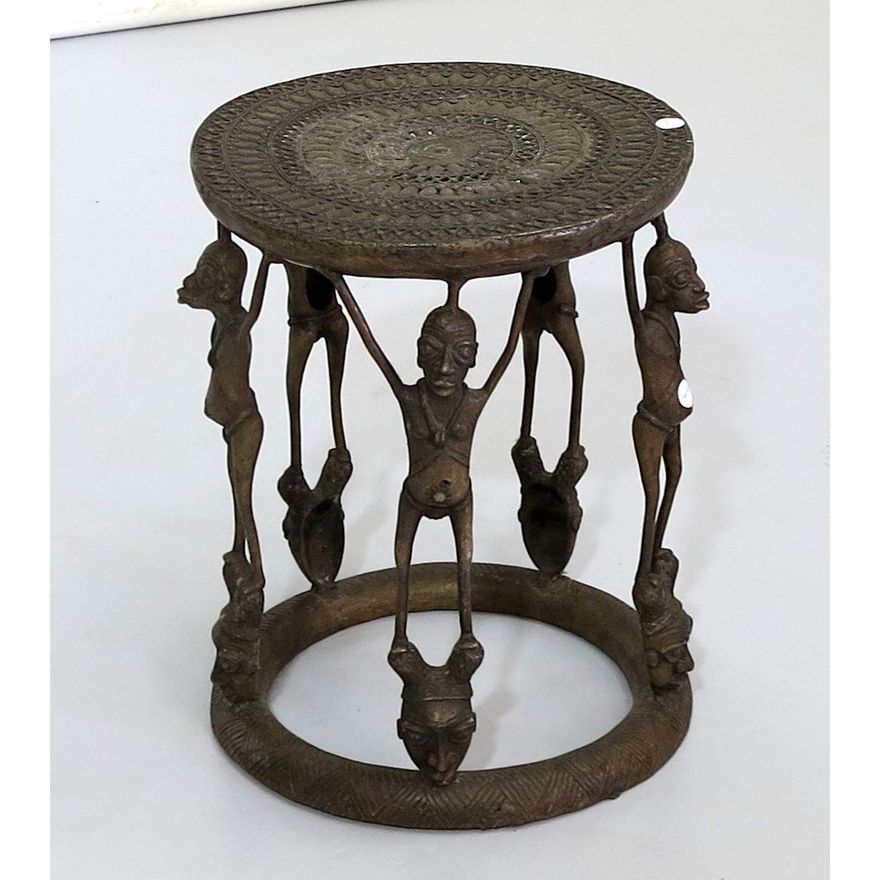 CAMEROONIAN TRIBAL BRONZE TIKAR STOOL/SIDE TABLE