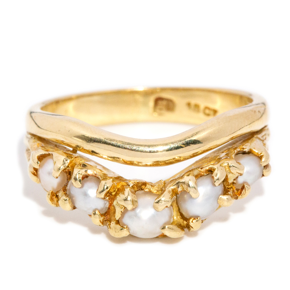 165 · Five-Stone Seed Pearl Dress Ring 18ct Gold