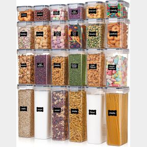 AIRTIGHT FOOD STORAGE CONTAINERS WITH LIDS, VTOPMART 24 PCS PLASTIC KITCHEN AND PANTRY ORGANIZATION CANISTERS FOR CEREAL, DRY FOOD