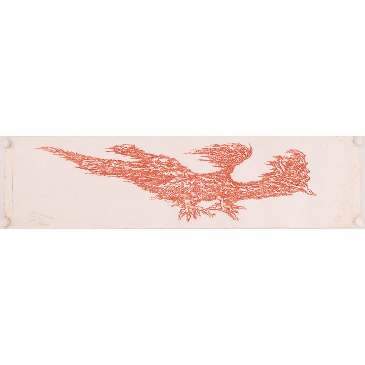 Glen Alps (1914-1996 Washington) 'Firebird' Long Lithograph- 50x13'' loose