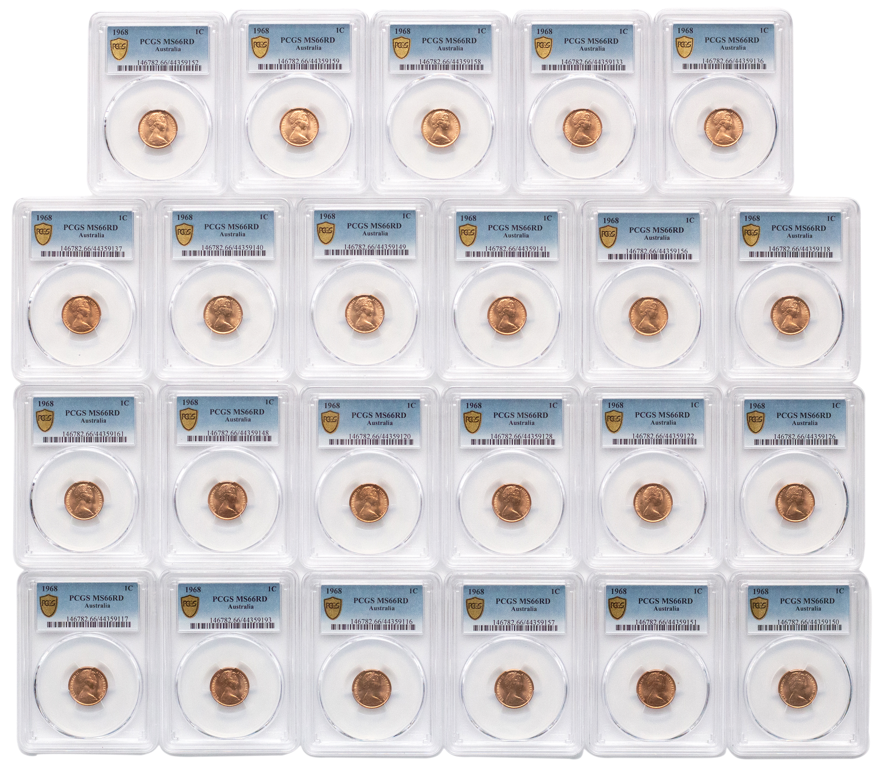 Elizabeth II, One Cent, 1968, PCGS MS 66RD