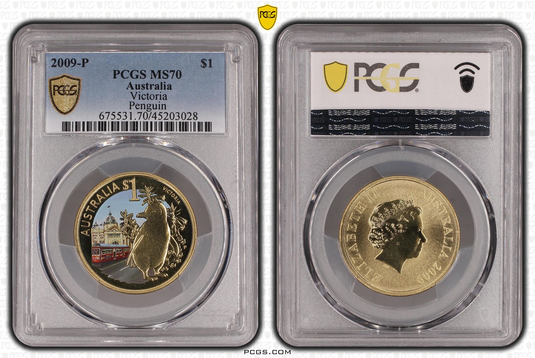 2009-P Australia One Dollar, $1 Victoria PCGS - MS70 POP 2/0 -028