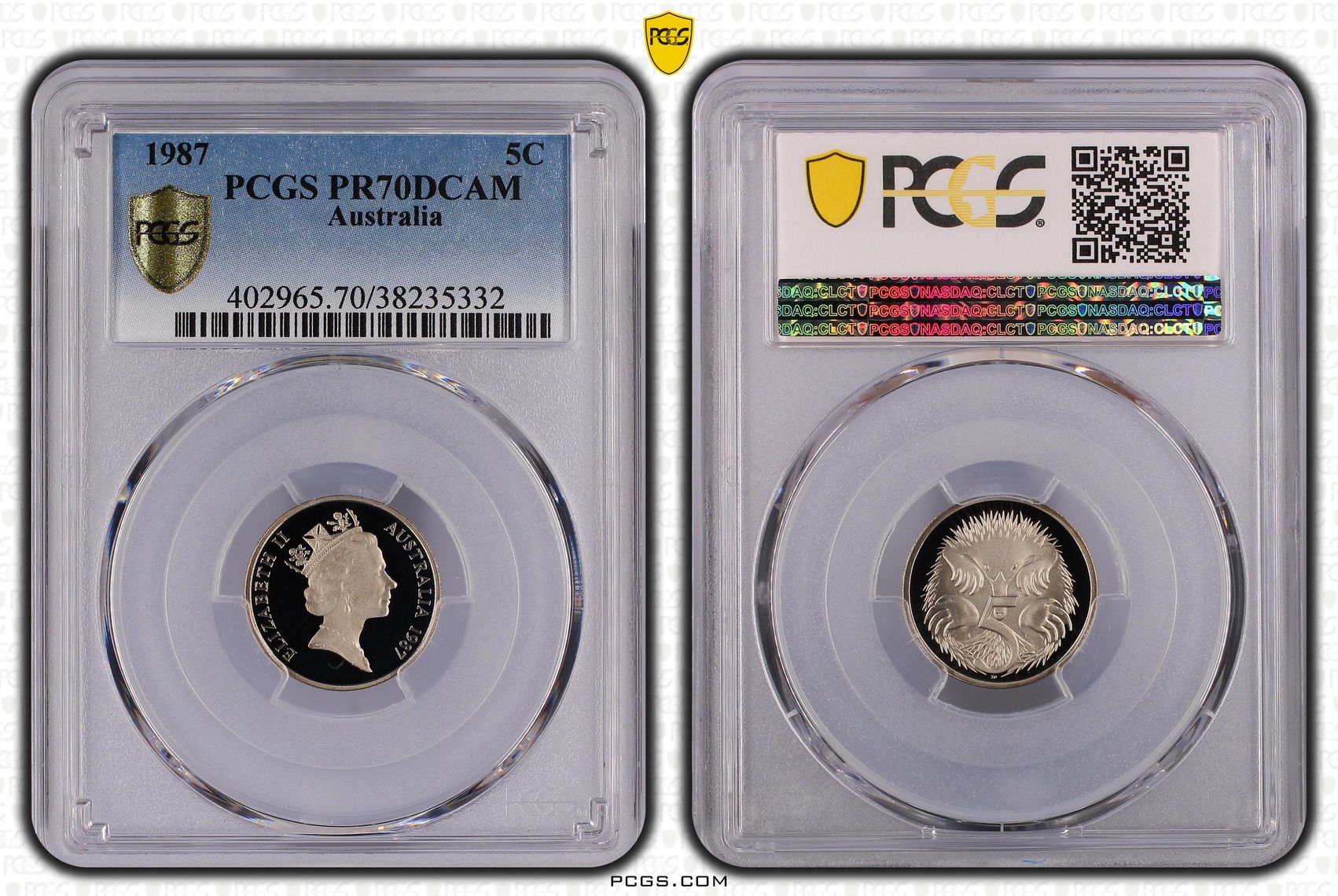 62 · 1987 Australia Five Cent, 5c PCGS - PR70DCAM POP 13/0 -332