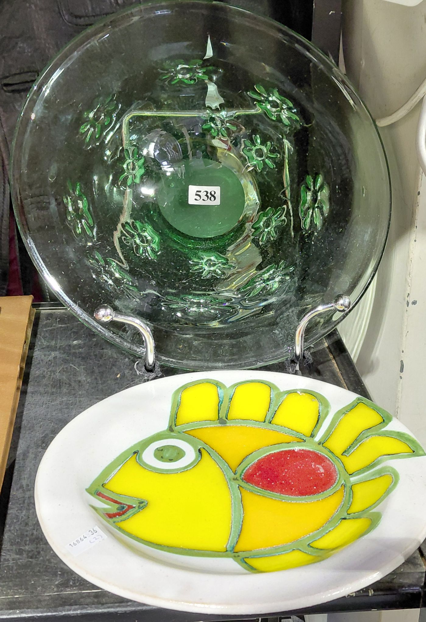Art Glass Bowl And Fish Plate