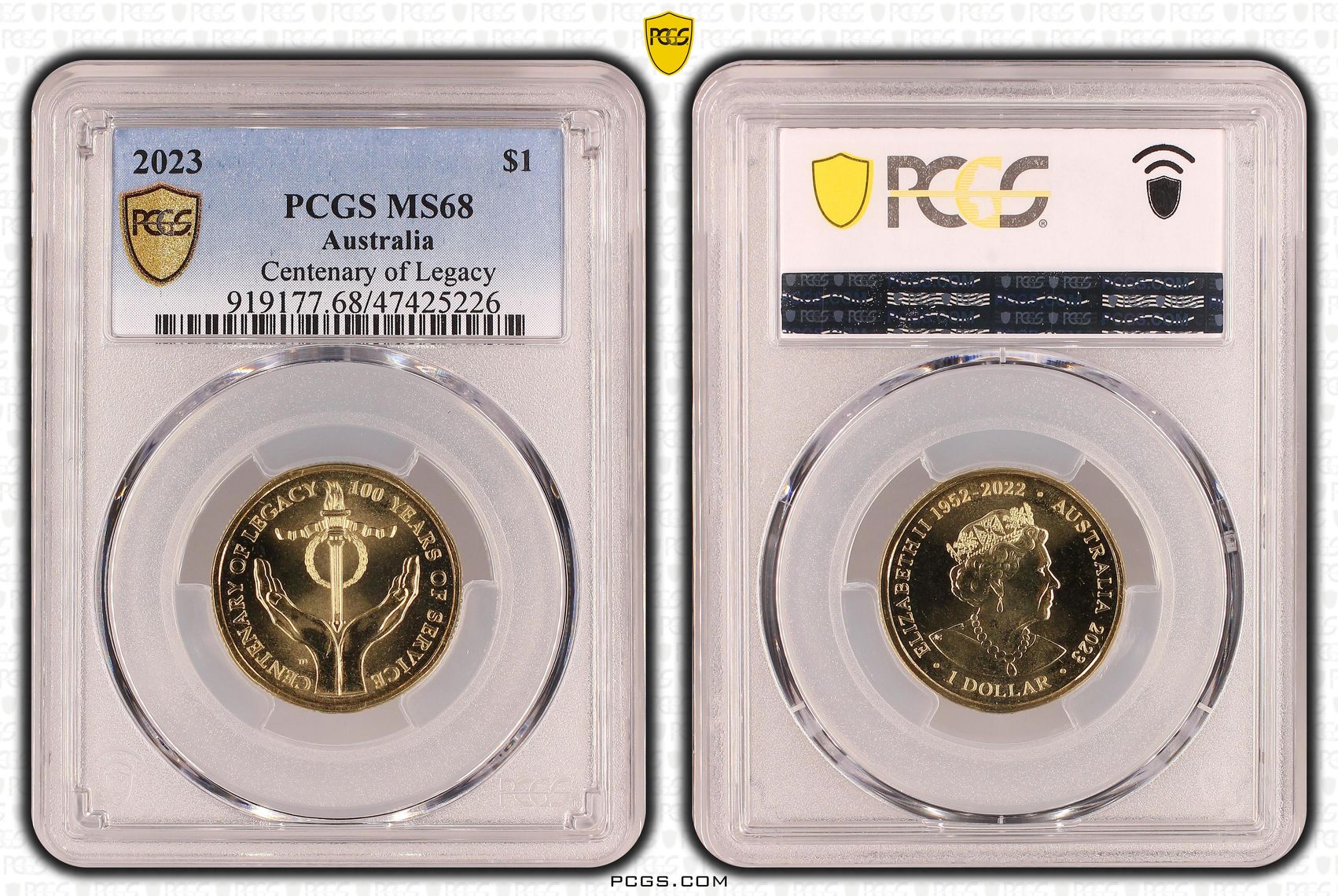 Elizabeth II, Centenary of Legacy, One Dollar, 2023, PCGS MS68
