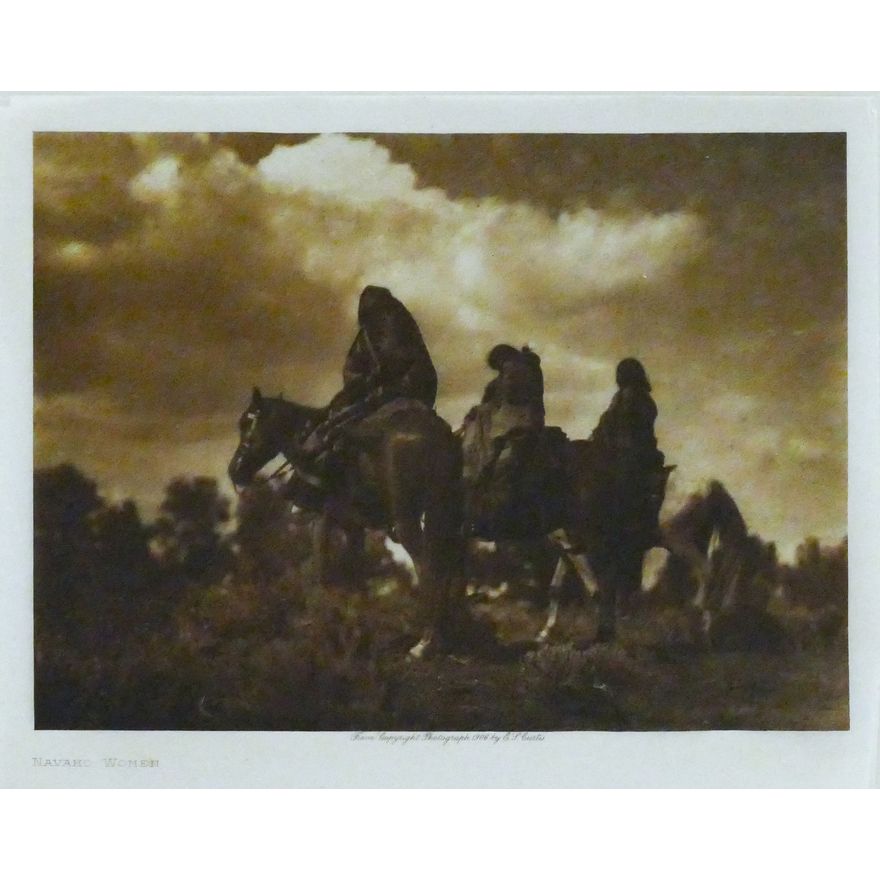 Antique Edward Curtis ''Navaho Women'' Photogravure on Tissue 9.5''x12.5'' Matted