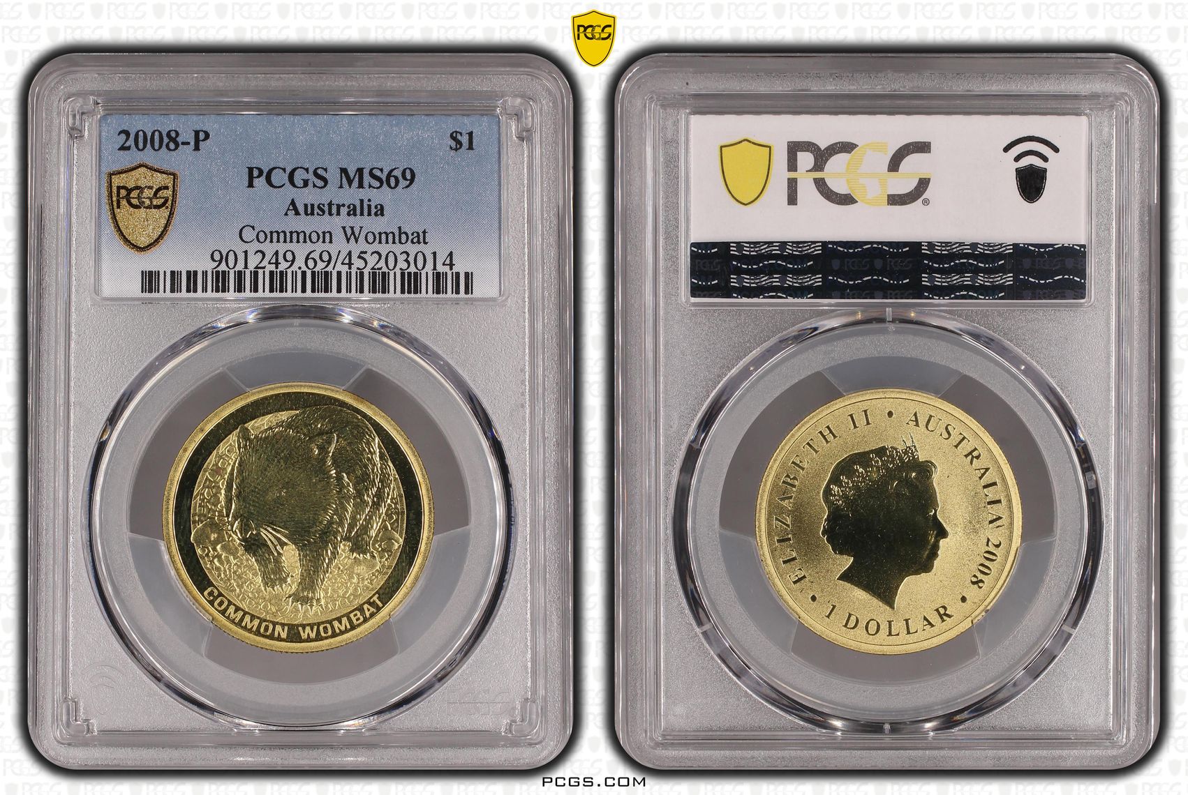 2008-P Australia One Dollar, $1 Common Wombat PCGS - MS69 POP 1/0 -014
