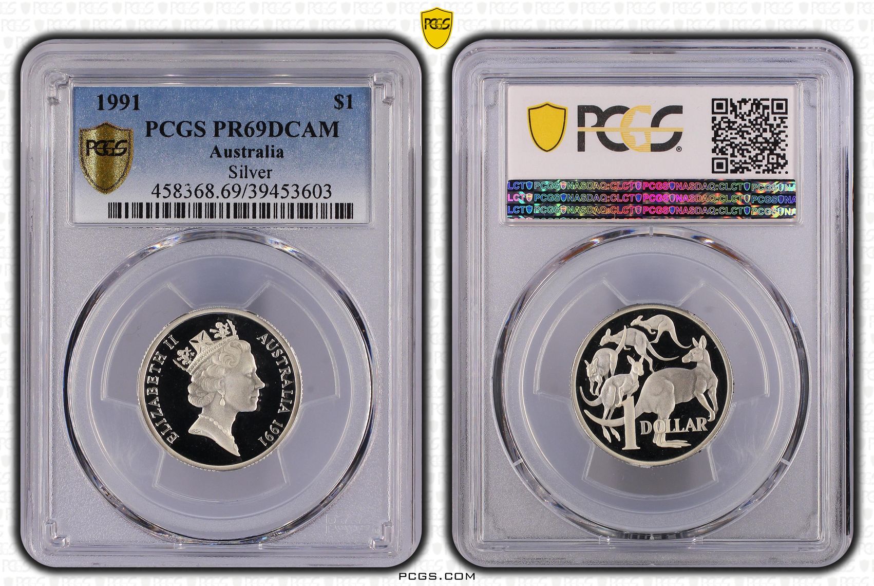 Silver, One Dollar, 1991, PCGS PR69DCAM