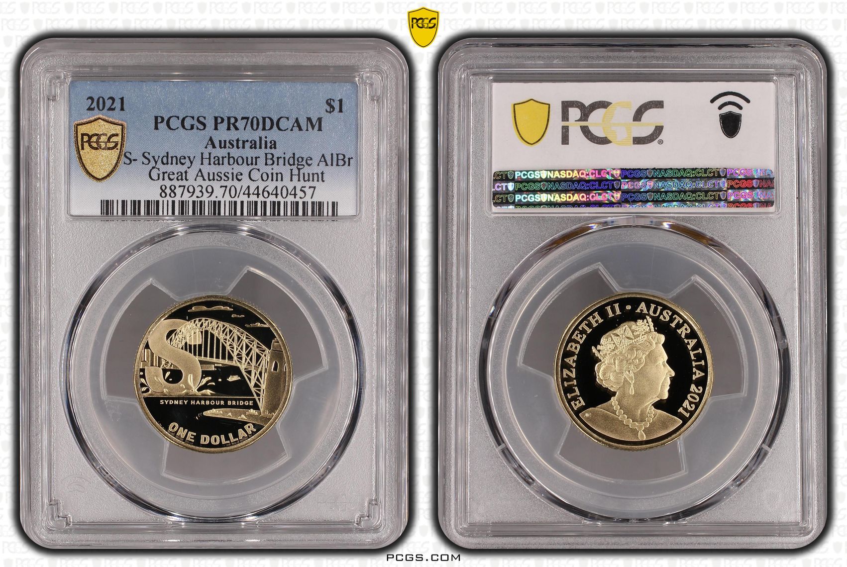 Elizabeth II, S- Sydney Harbour Bridge AlBr, POP 19/0, One Dollar, 2021, PCGS PR70DCAM