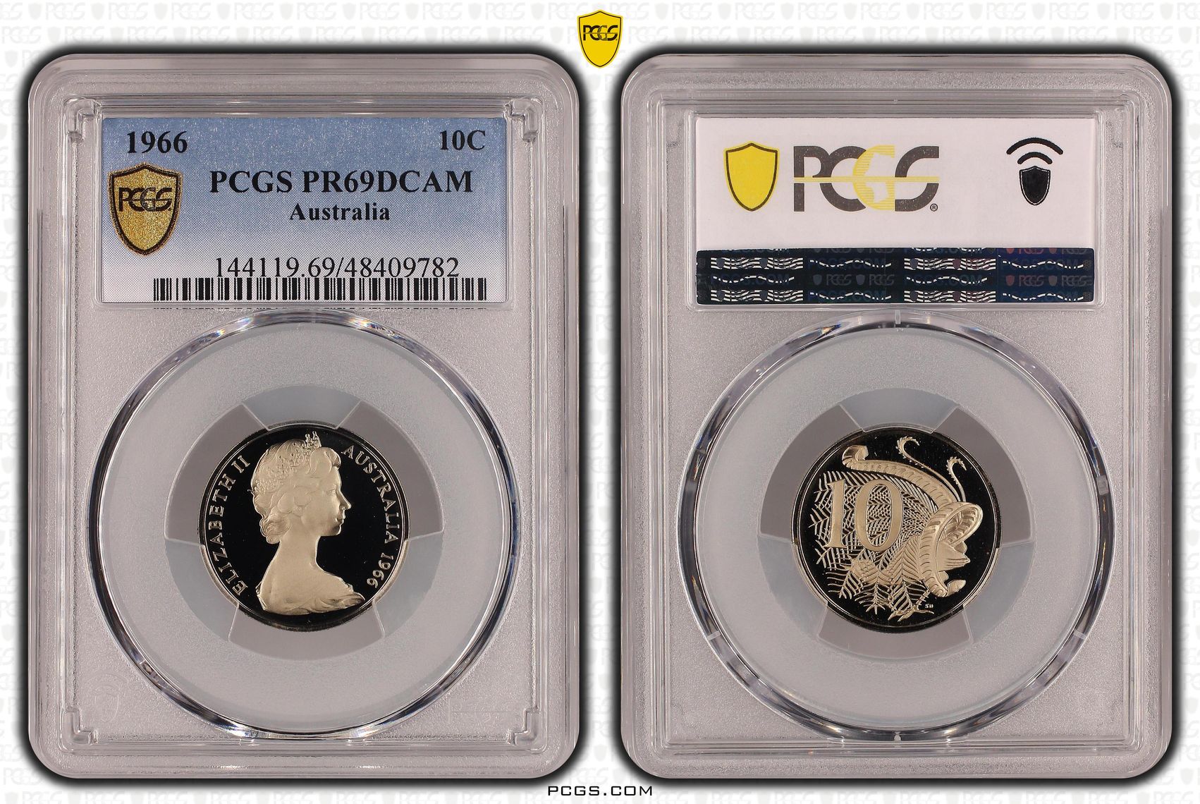 Elizabeth II, Ten Cent, 1966, PCGS PR69DCAM