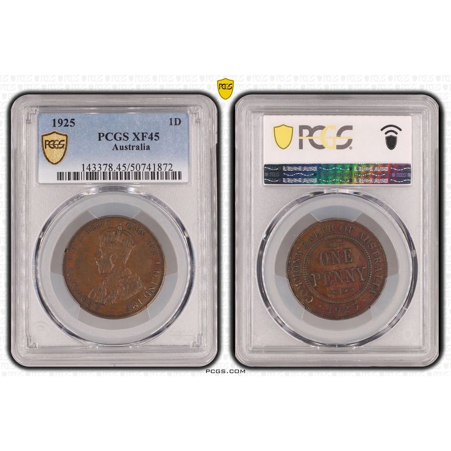 George V, One Penny, 1925, PCGS XF45BN