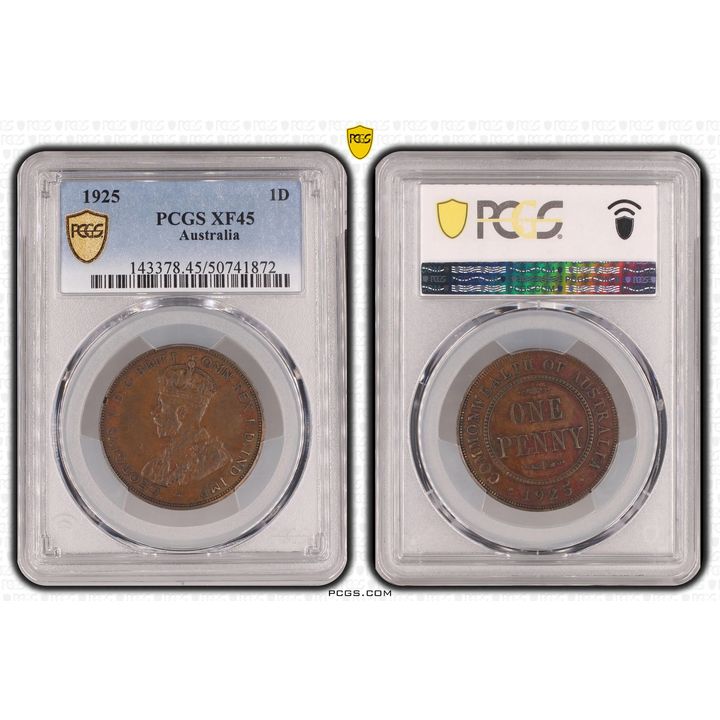 George V, One Penny, 1925, PCGS XF45BN