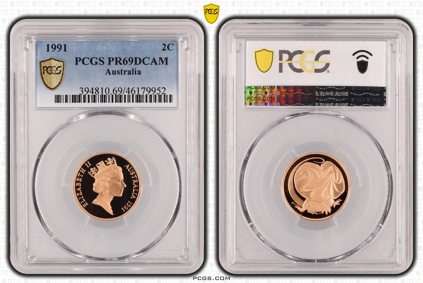 Two Cent, 1991, Pcgs Pr69dcam