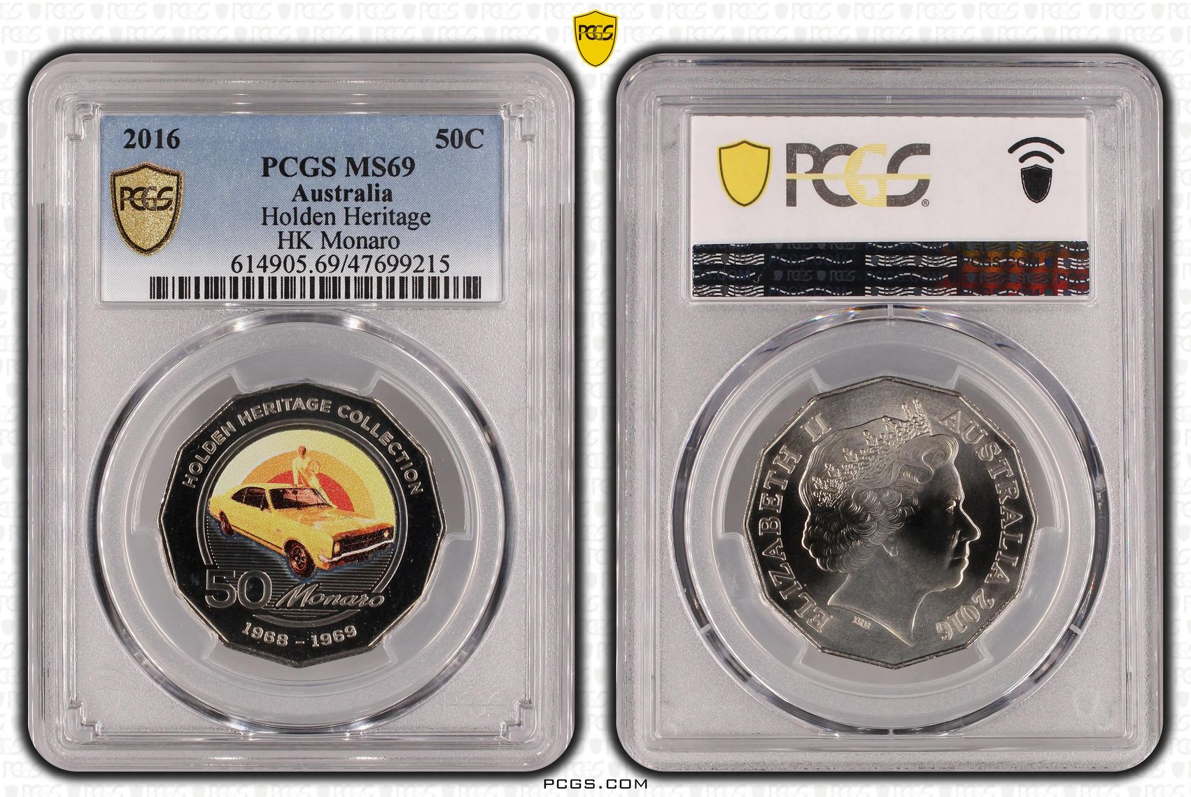 Holden Heritage - HK Monaro, Fifty Cent, 2016, PCGS MS 69