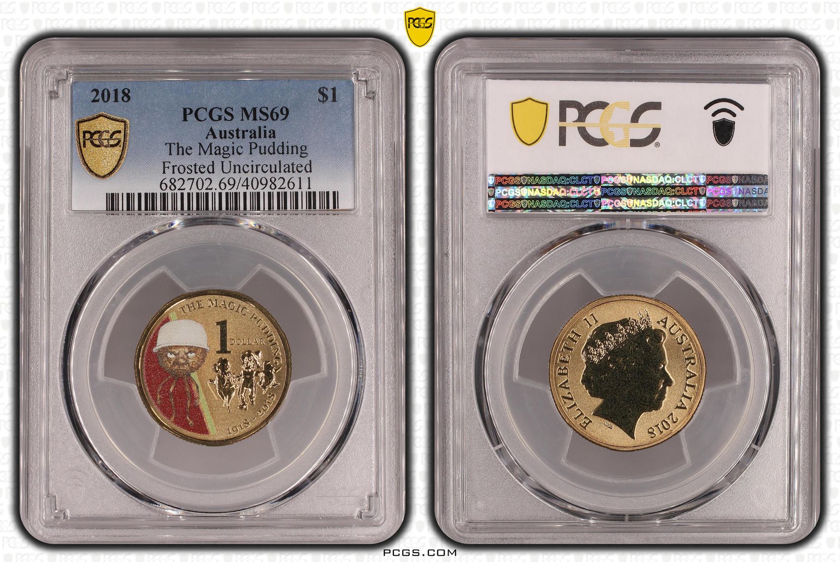 The Magic Pudding - Frosted Uncirculated, One Dollar, 2018, PCGS MS69