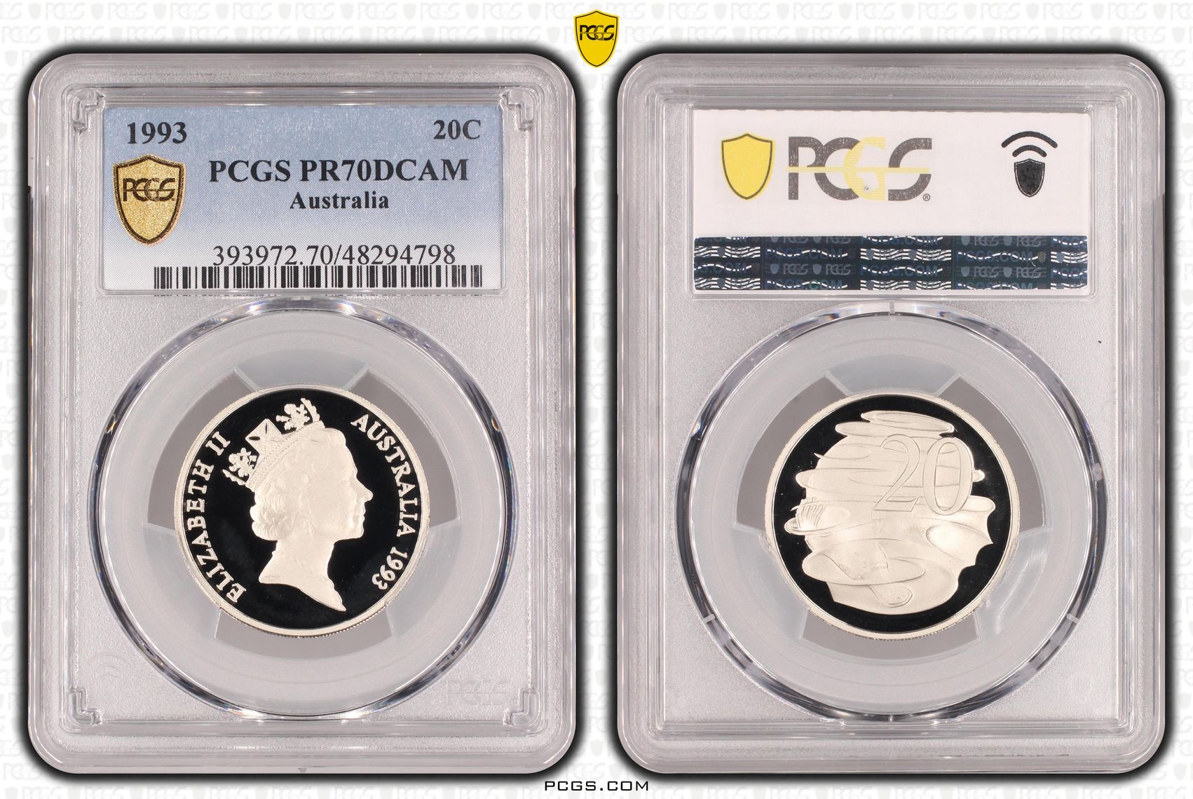Twenty Cent, 1993, PCGS PR70DCAM