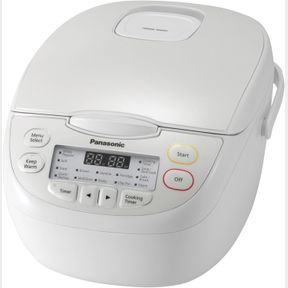 PANASONIC 5 CUP (UNCOOKED) RICE COOKER WITH PRE-PROGRAMMED COOKING OPTIONS FOR BROWN RICE, WHITE RICE, AND PORRIDGE OR SOUP - 1.0