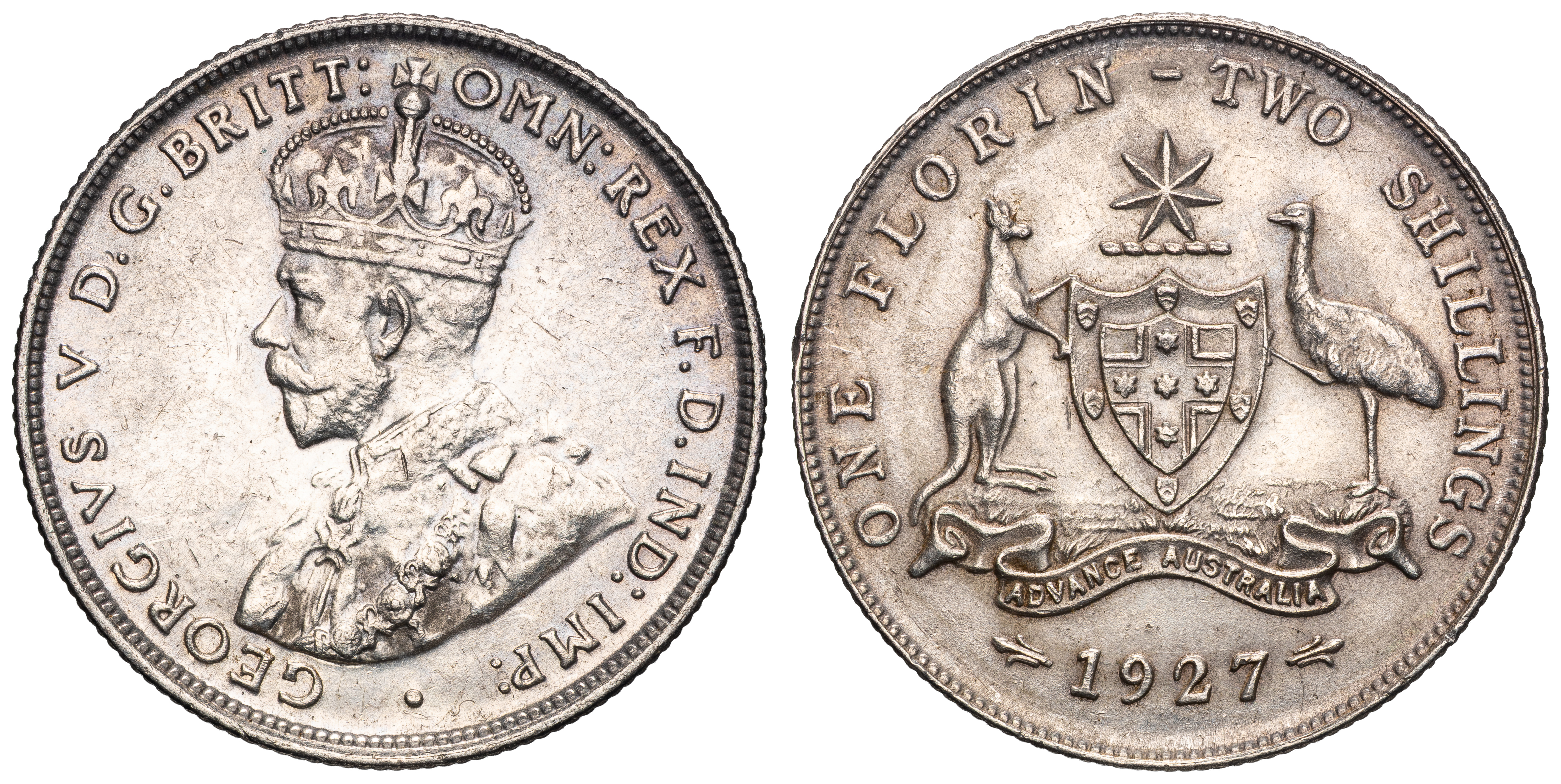 George V, Florin, 1927, gEF