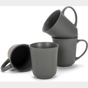 ELANZE DESIGNS BLACK MATTE GLAZE FINISH 17 OUNCE STONEWARE COFFEE CUP MUGS SET OF 4