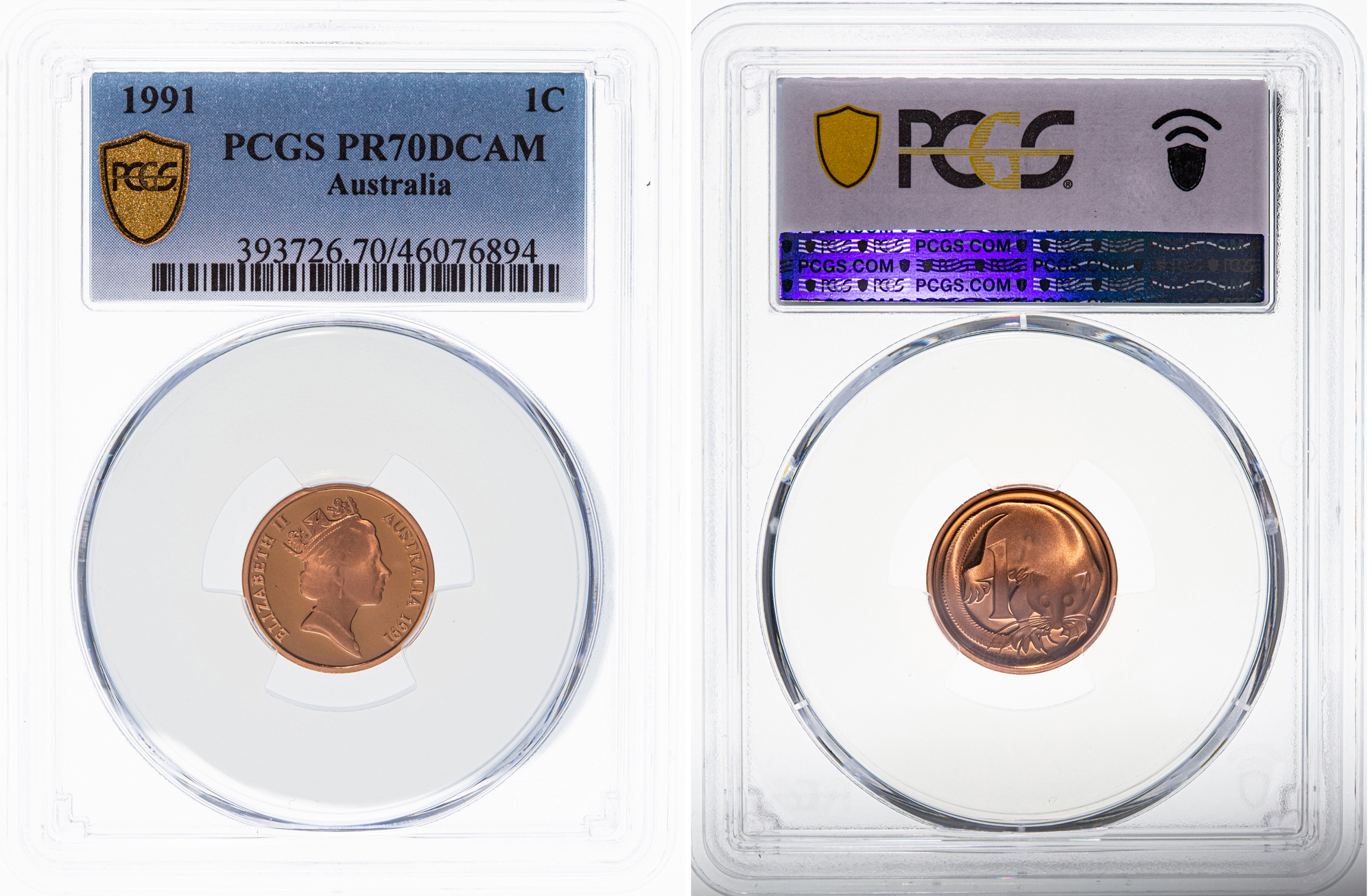 Elizabeth II, One Cent, 1991, PCGS PR70DCAM