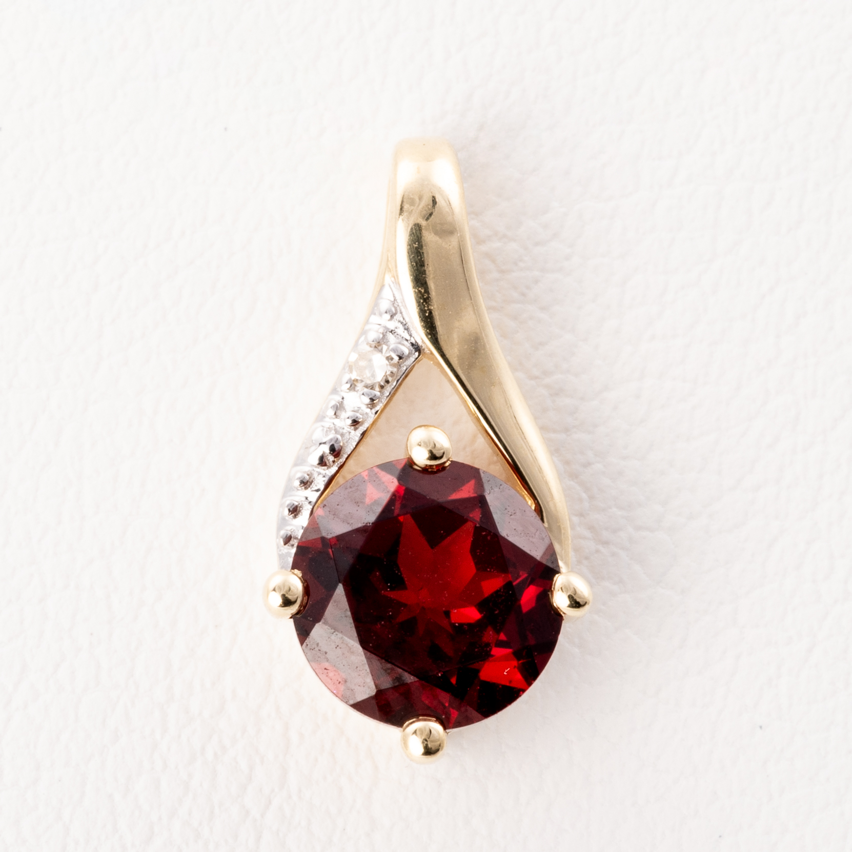 Garnet & Diamond Pendant 9ct Gold