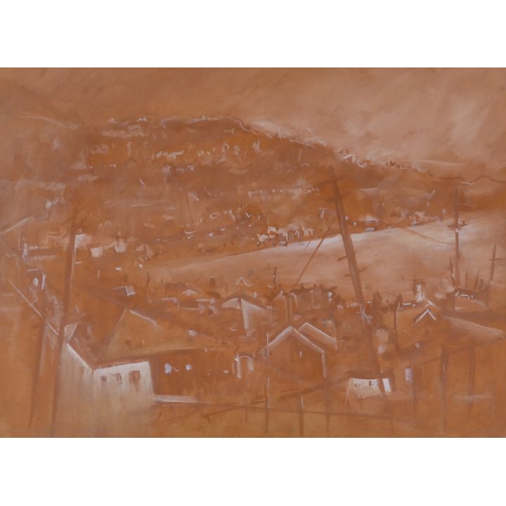 Windsor Utley ''Town Landscape'' 1950 Tempera