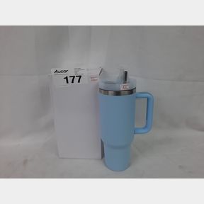 1-2L TUMBLER WITH HANDLE STRAW LID STAINLESS STEEL TRAVEL MUG - BABY BLUE -
