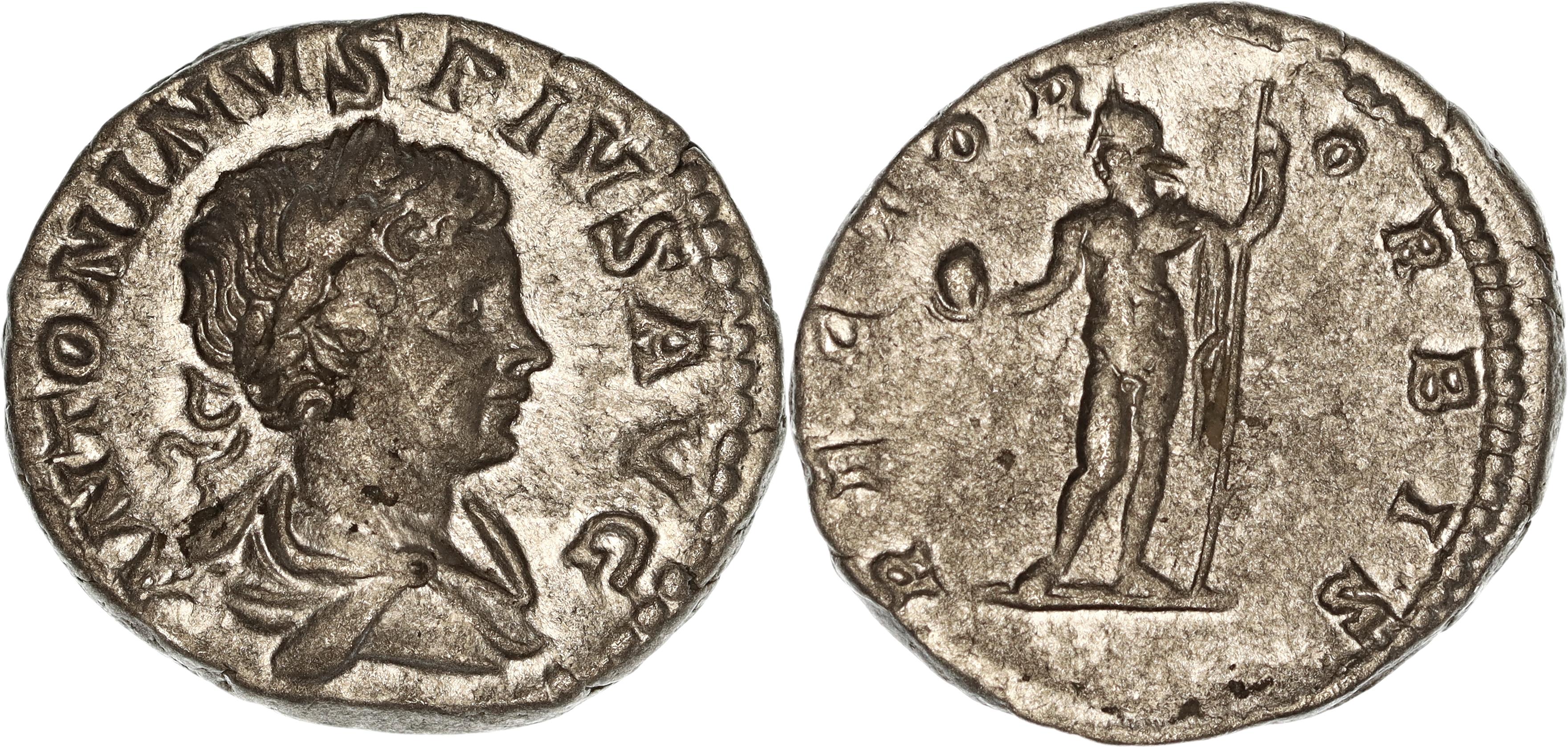 Roman Empire, Caracalla, Silver Denarius, 201 AD, nVF