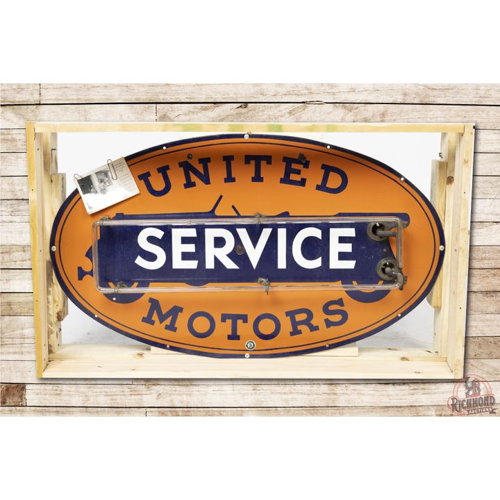 United Motors Service Single Sided Porcelain Neon Window Sign TAC 8.5