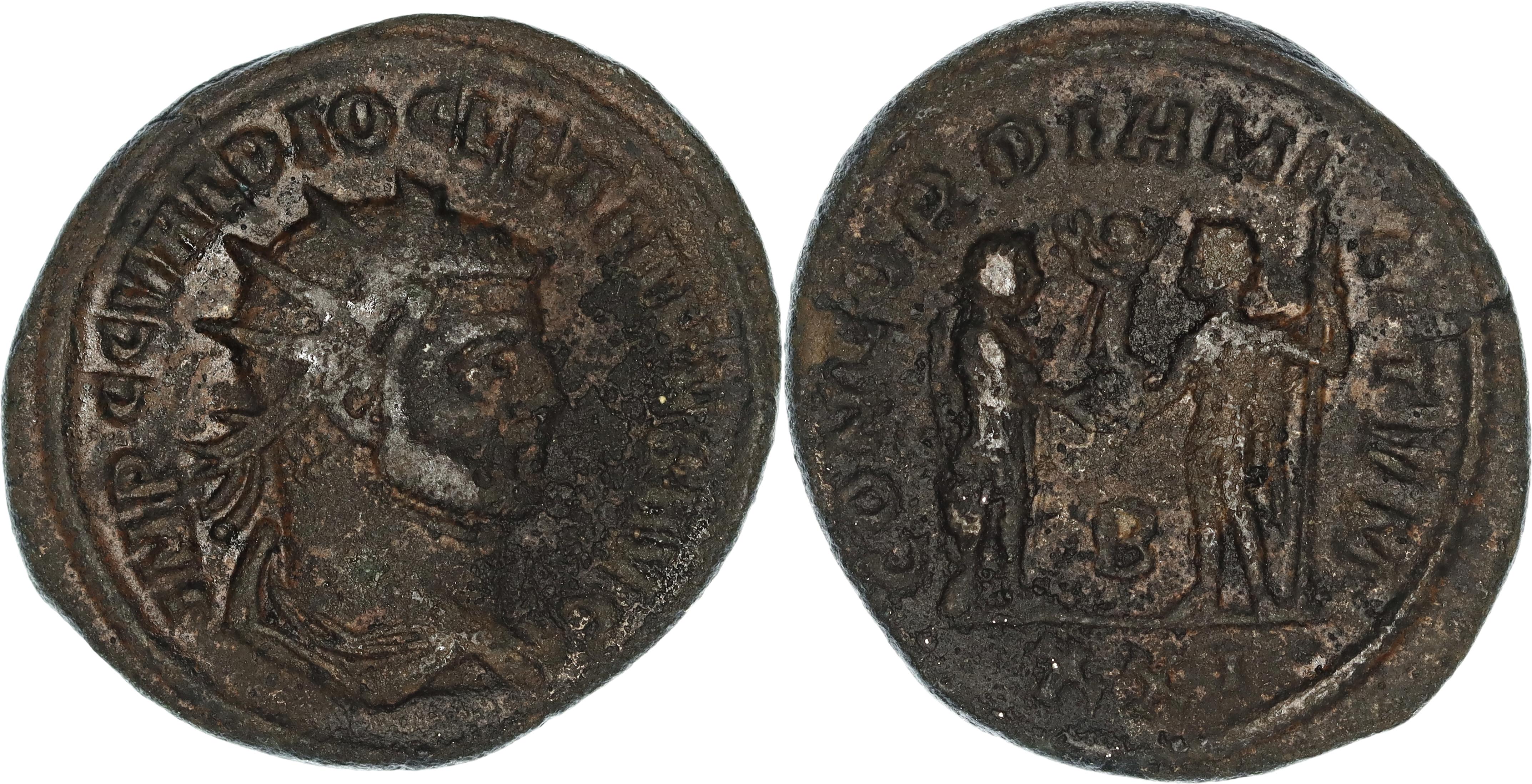Roman Empire, Diocletian, Æ Follis, 286 AD, nVF-VF