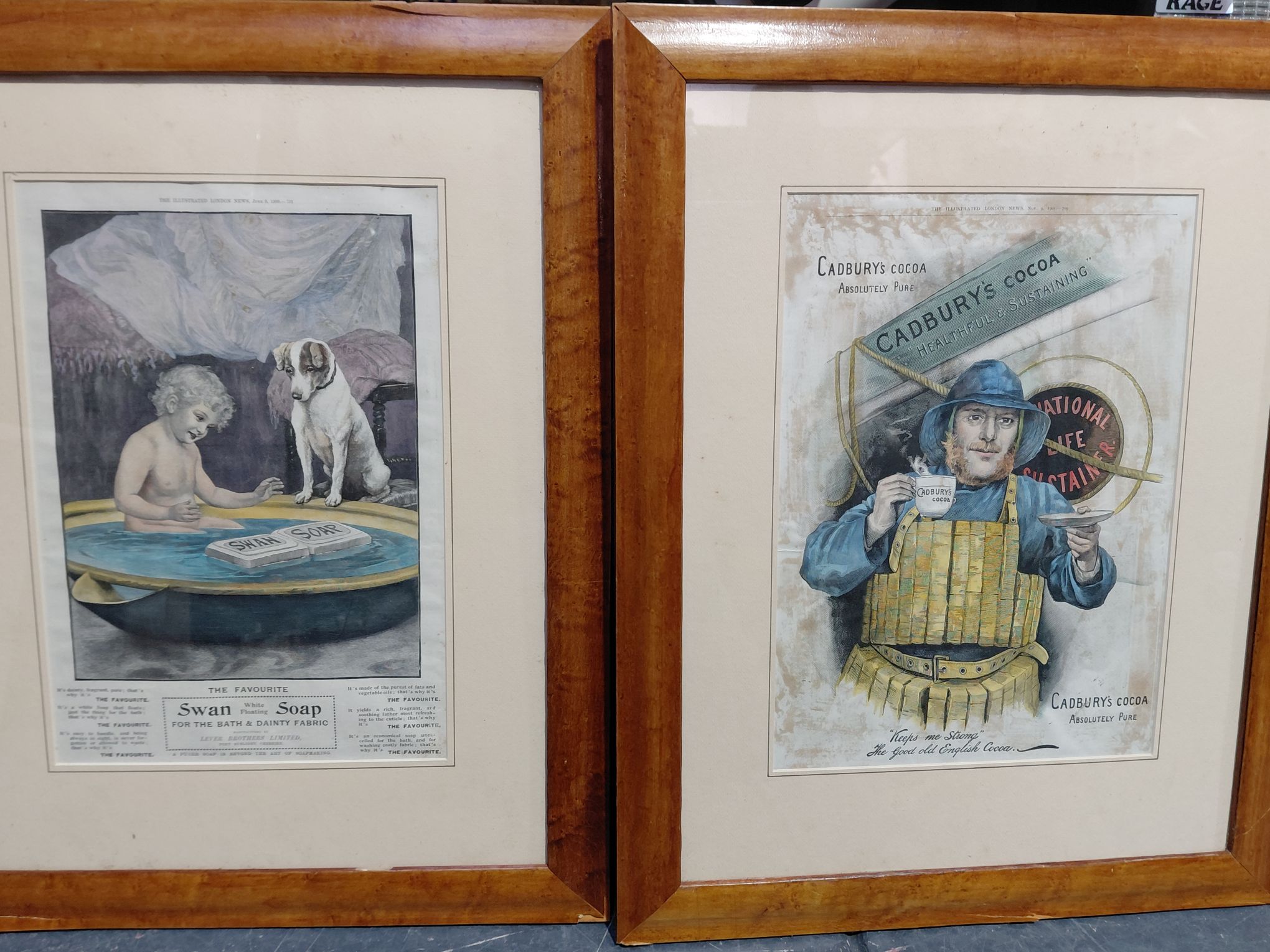 PAIR OF FRAMED ADVERTISING PRINTS