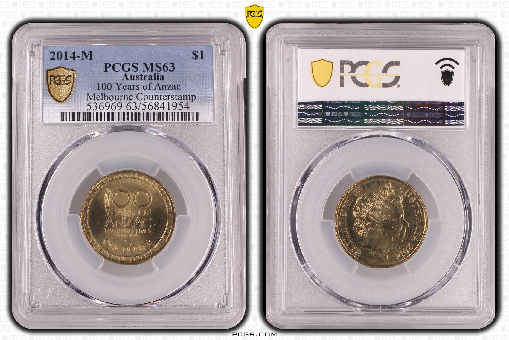 100 Years of Anzac Melbourne Counterstamp, One Dollar, 2014-M, MS63