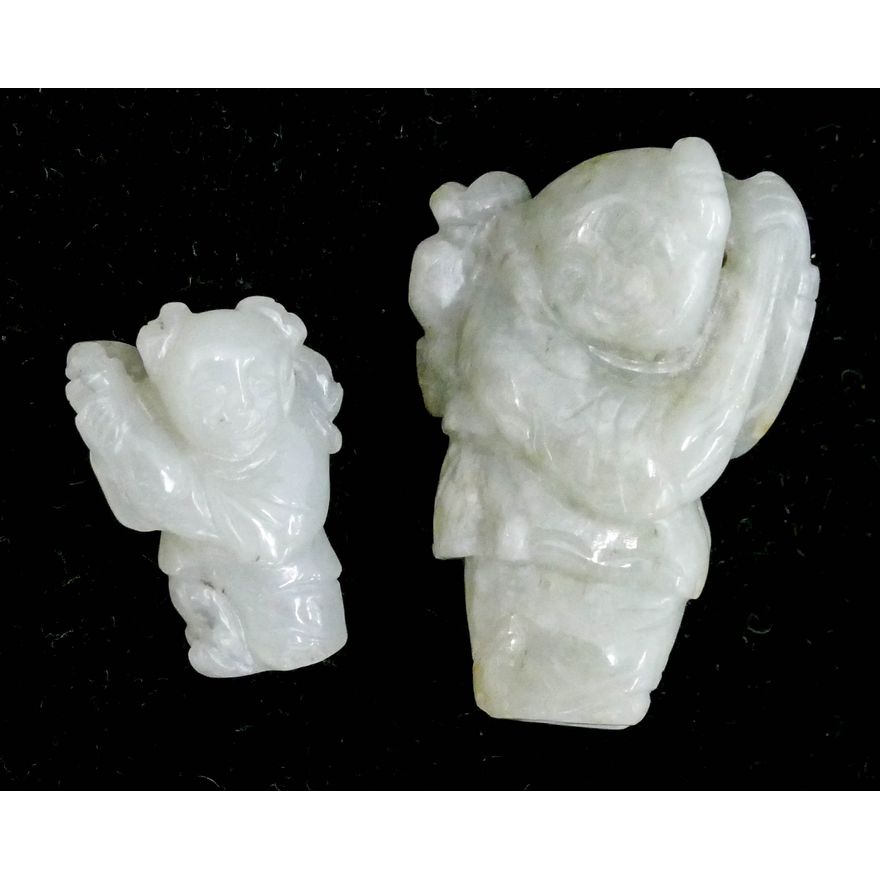 2pc Chinese Qing Jade Boy Small Carvings
