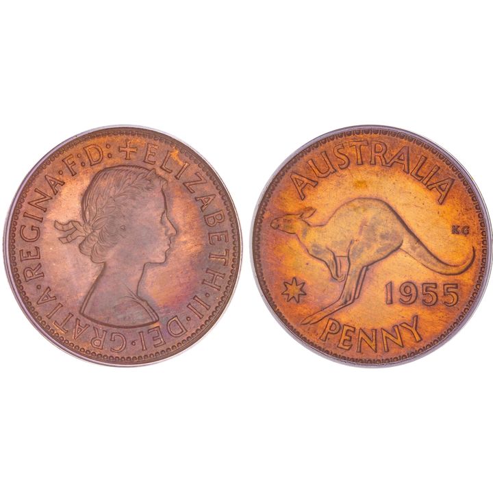 Elizabeth II, Penny, 1955, PR 64RB