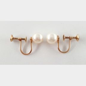 14CT YELLOW GOLD PEARL EARRINGS - 51929/3378