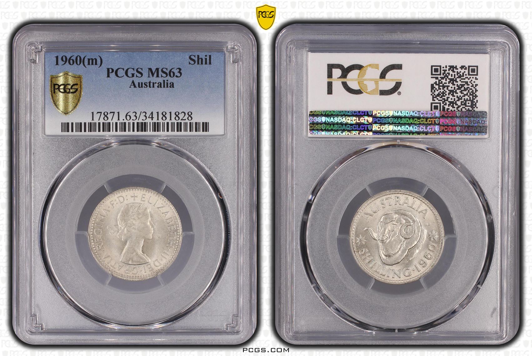 Elizabeth II, Shilling, 1960(m), PCGS MS63