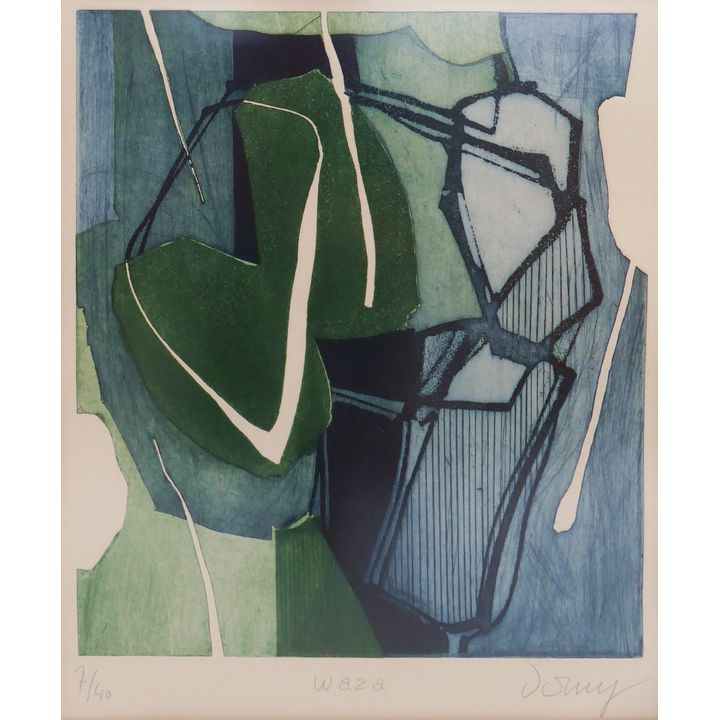 Eve Domy 'Waza' S/N Abstract Etching Framed- 27x22''