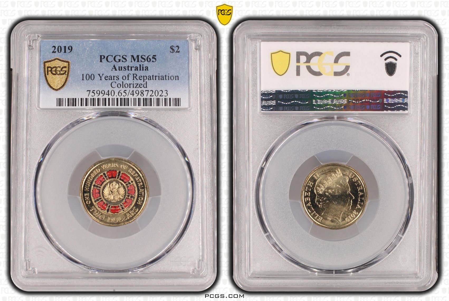 441 · 100 Years of Repatriation - Colorized , Two Dollar, 2019, PCGS MS65