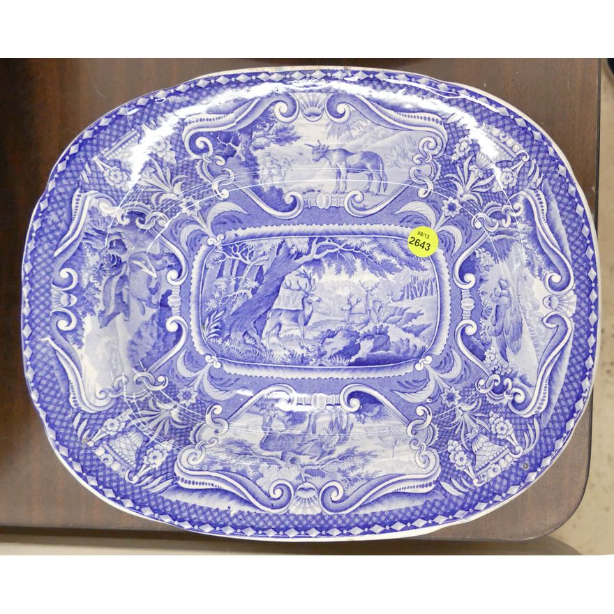 'Quadrupeds' Pattern English Transferware Ironstone Platter- 13''