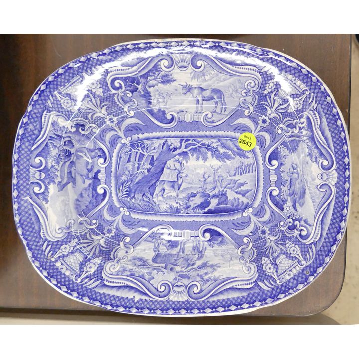 'Quadrupeds' Pattern English Transferware Ironstone Platter- 13''