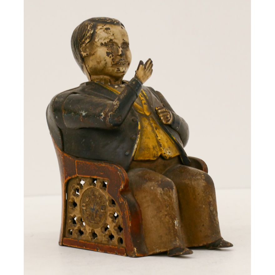 Antique JE Stevens ''Tammany'' Mechanical Bank 6''