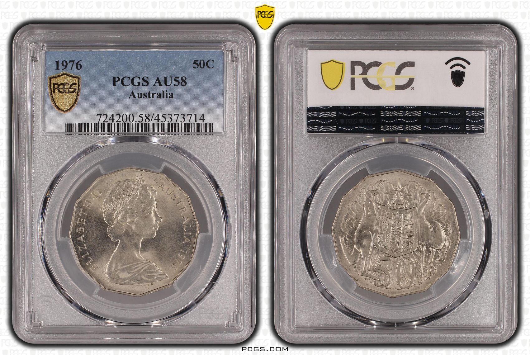 Elizabeth II, Fifty Cent, 1976, PCGS AU58