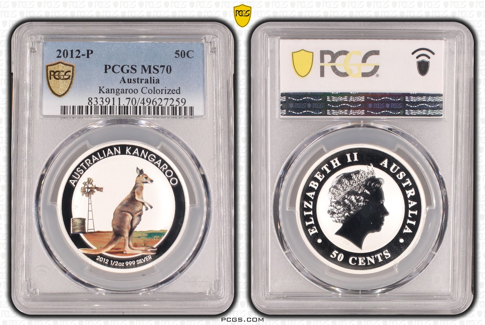 115 · Kangaroo Colorized POP 2/0, Fifty Cent, 2012-P, PCGS MS70