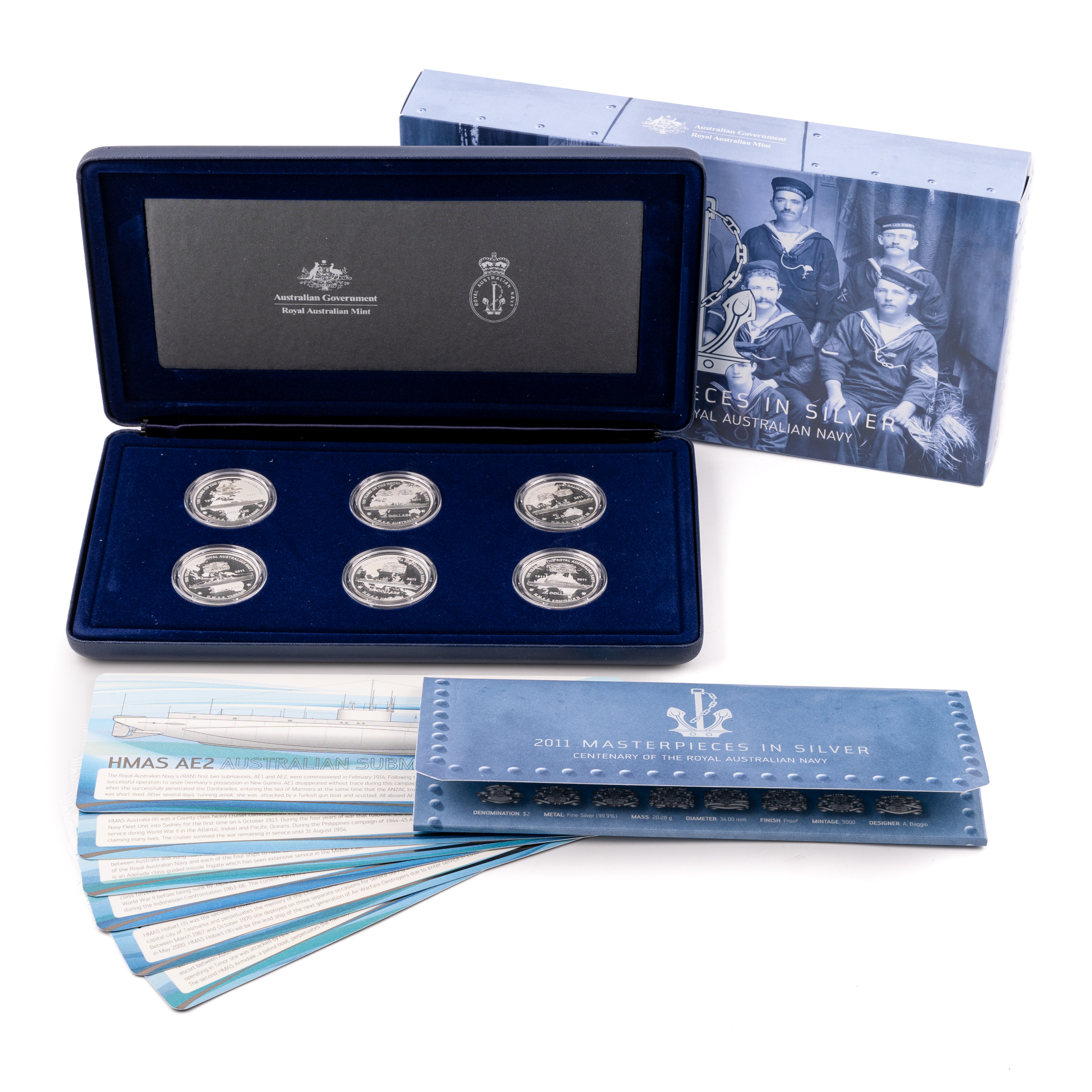 Elizabeth II, Masterpieces in Silver - Centenary RAN, Two Dollars, 2011, FDC