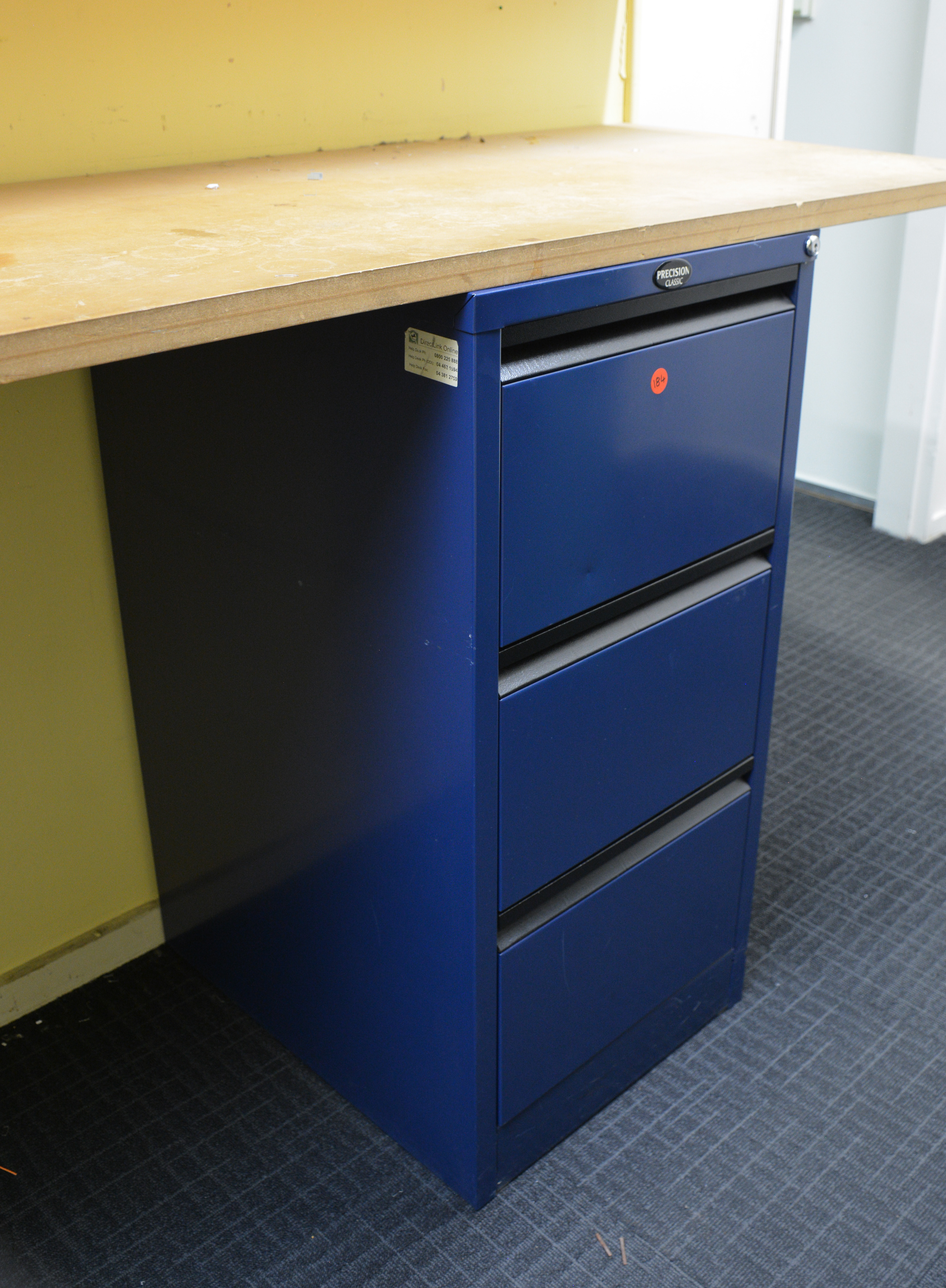 Blue Precision Metal 3 Drawer Office File Cabinet — sold at auction in New Zealand for $30